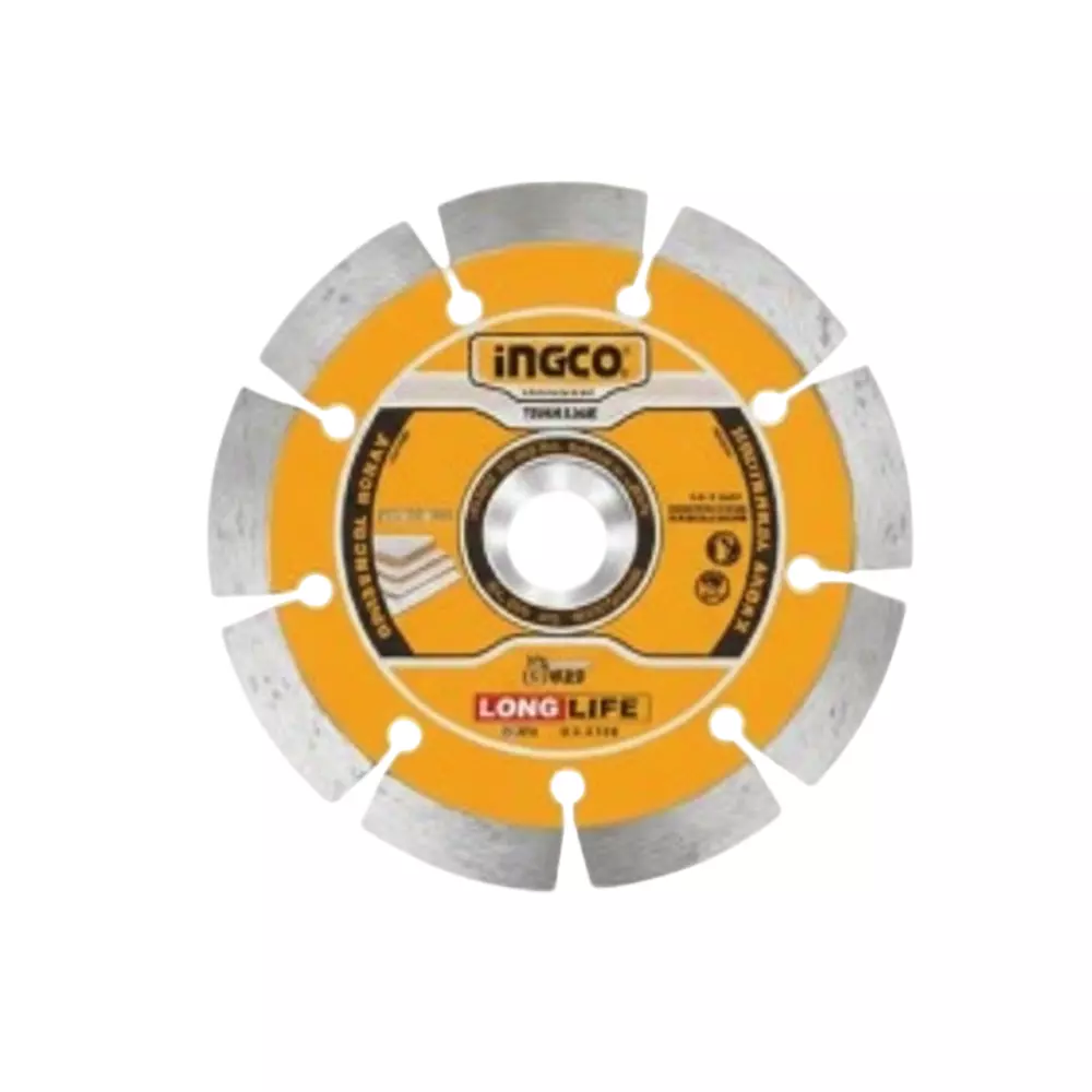 Ingco Dry Diamond Disc 100 mm (4 inch) Size 10 mm Width For Both Wet and Dry Cutting, DMD011002