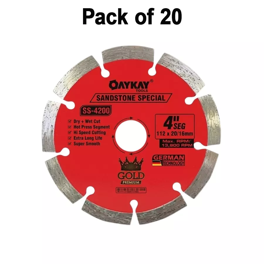 oaykay-gold-range-sandstone-blade-diamond-blade-4-inch-112-mm-diameter-x-2016-mm-bore-x-14-mm-thickness-for-cutting-sand-stones-501526-pack-of-20