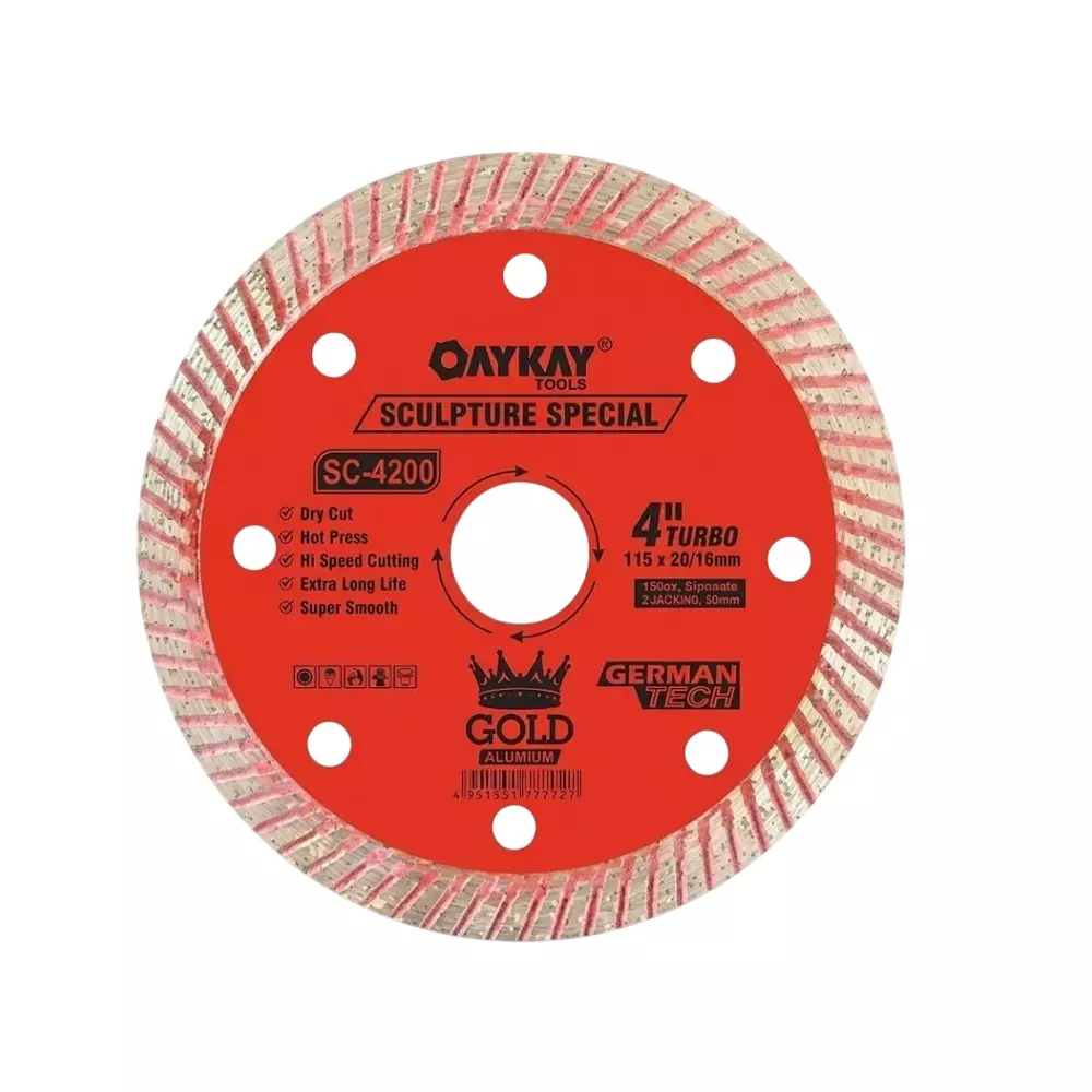 OAYKAY Gold Range Sculpture Diamond Blade 4 inch (115 mm) Diameter x 20/16 mm Bore x 12 mm Thickness For Making Sculptures, 5017.11 (Pack of 20)