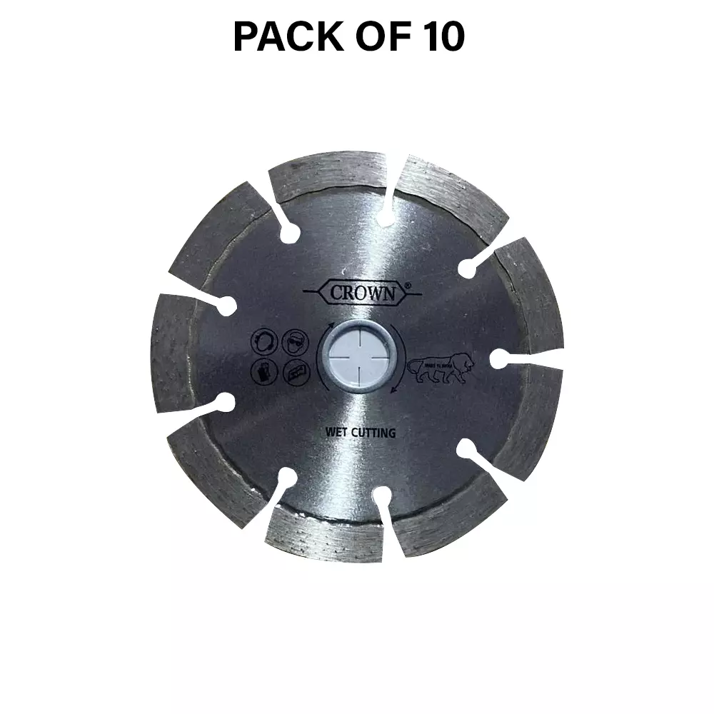 Crown Diamond Saw Blades Silver Circular 4 Inch (10.16 cm) Wheel Diameter for Industrial Use, (Pack of 10 Pcs)