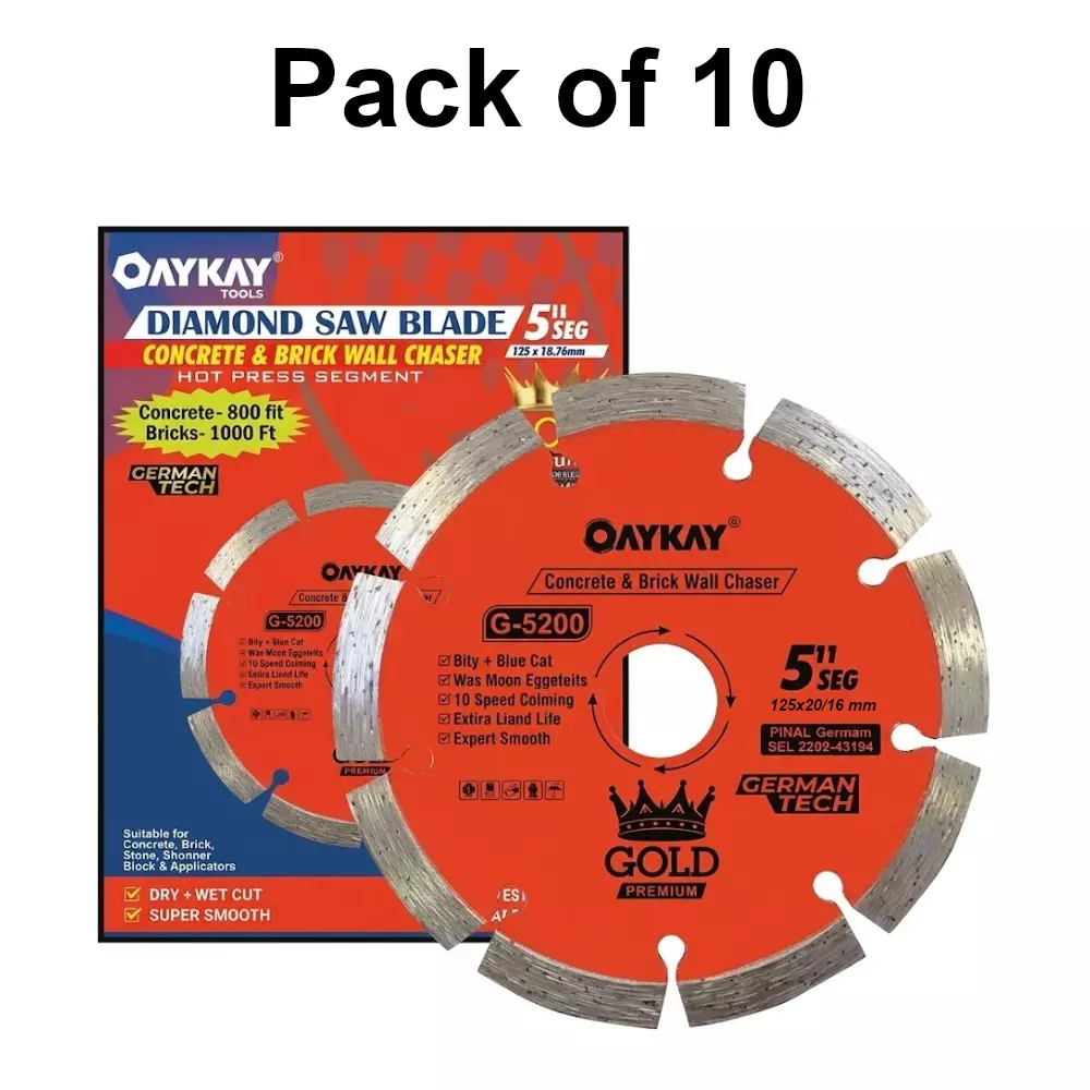 oaykay-gold-range-segment-diamond-blade-5-inch-125-mm-diameter-x-2016-mm-bore-x-10-mm-thickness-for-concrete-brick-wall-cutting-501515-pack-of-10