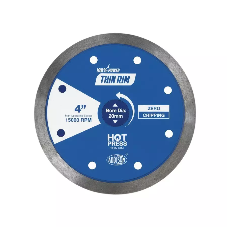Addison Add Power Premium Diamond Cutting Blade Thin-RIM 105 mm Outer Dia, 20 mm Bore Dia & 7 mm Segment Height for Ceramic