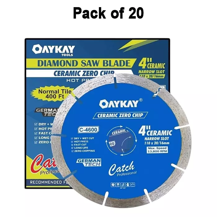 oaykay-catch-range-zero-chip-diamond-blade-4-inch-110-mm-diameter-x-2016-mm-bore-x-14-mm-thickness-for-tile-ceramic-cutting-50171-pack-of-20