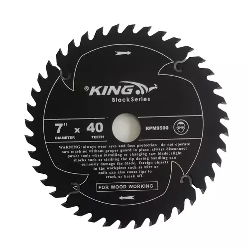 King Black Series TCT Blade 7 Inches (178 mm) Diameter x 40 Teeth and 9500 RPM for Wood Cutting