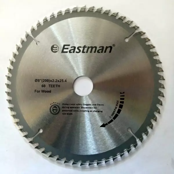 Eastman Tools TCT Blade 8 Inches (200 mm) Diameter x 25.4 mm Bore Size and 60 Teeth for Wood Cutting