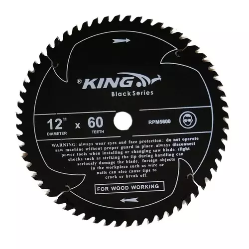 King Black Series TCT Blade 12 Inches (305 mm) Diameter x 60 Teeth and 5600 RPM for Wood Cutting