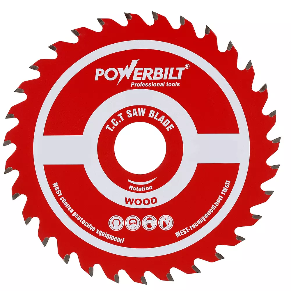 Powerbilt RED Series TCT Saw Blade Alloy Steel & Tungsten Carbide for Wood Cutting