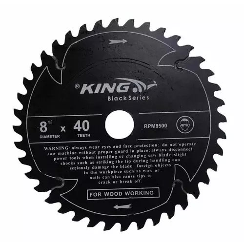 King Black Series TCT Blade 8 Inches (200 mm) Diameter x 40 Teeth and 8500 RPM for Wood Cutting