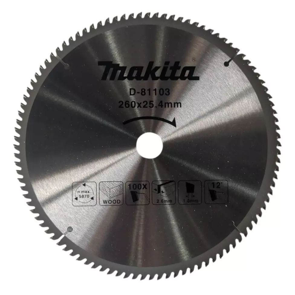 Makita 260mm X 100T TCT Saw Blade for Wood D-81103