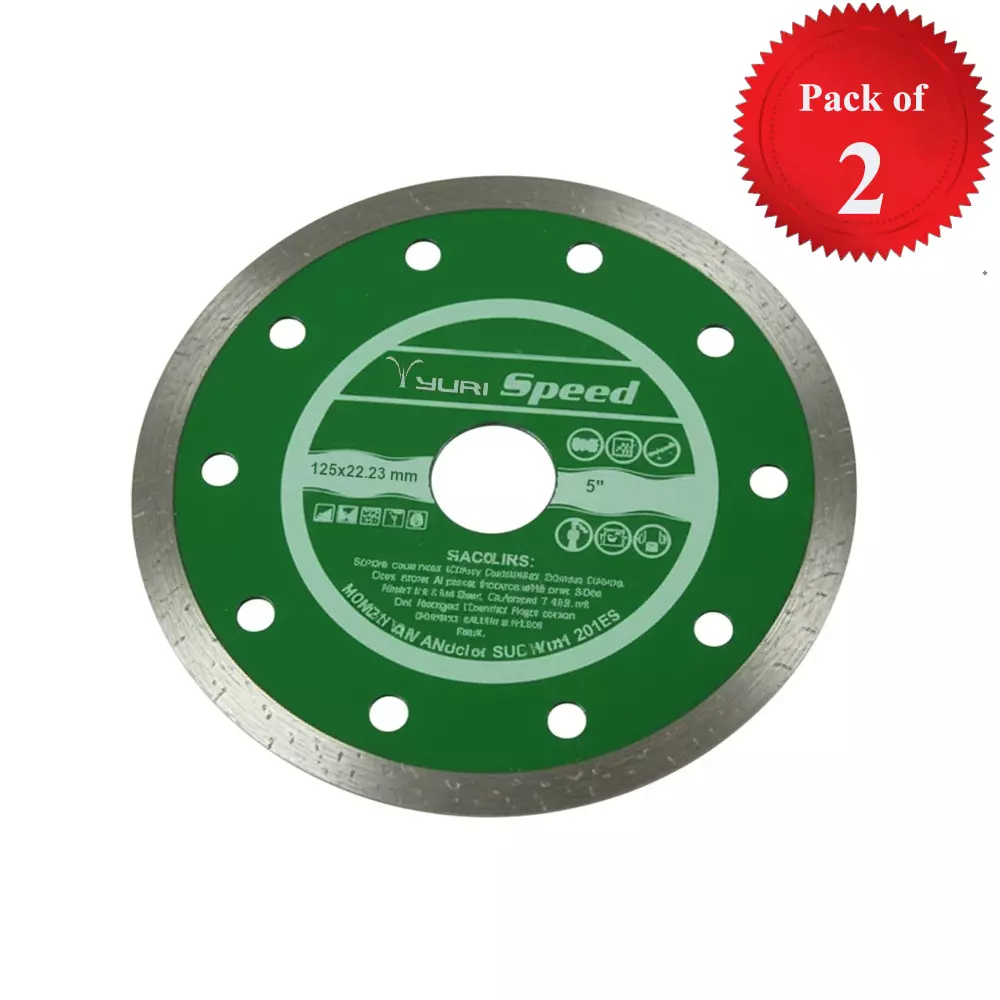Yuri Speed Rim Marble Cutting Blade Diameter 5 inch (125 mm) x 22.23 mm Bore Size for Marble and Granite (Pack of 2)