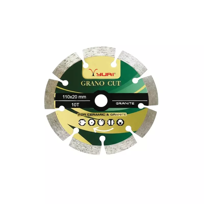 Yuri Grano-Cut Segment Marble Cutting Blade Diameter 4 inch (110 mm) x 20 mm Bore Size x 10 Teeth (Pack of 2)