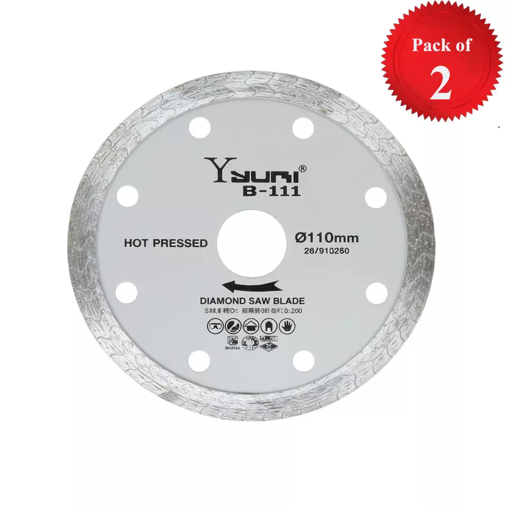 Yuri B-111 Rim Marble Cutting Blade Diameter 4 inch (110 mm) x 20 mm Bore Size for Marble and Granite (Pack of 2)