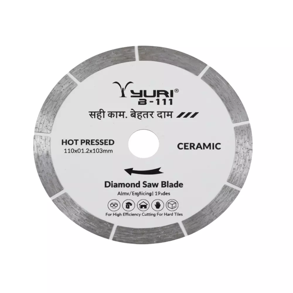 Yuri B-111 Segment Ceramic Marble Cutting Blade U Slot, Diameter 4 inch (110 mm) x 20 mm Bore Size x 9 Teeth (Pack of 2)