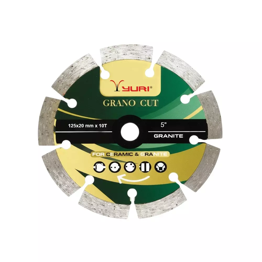 Yuri Grano-Cut Segment Marble Cutting Blade Diameter 5 inch (125 mm) x 20 mm Bore Size x 10 Teeth