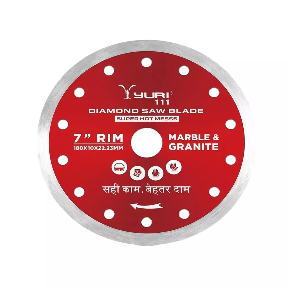 Yuri 111 Rim Marble Cutting Blade Diameter 7 inch (180 mm) x 22.23 mm Bore Size for Marble and Granite