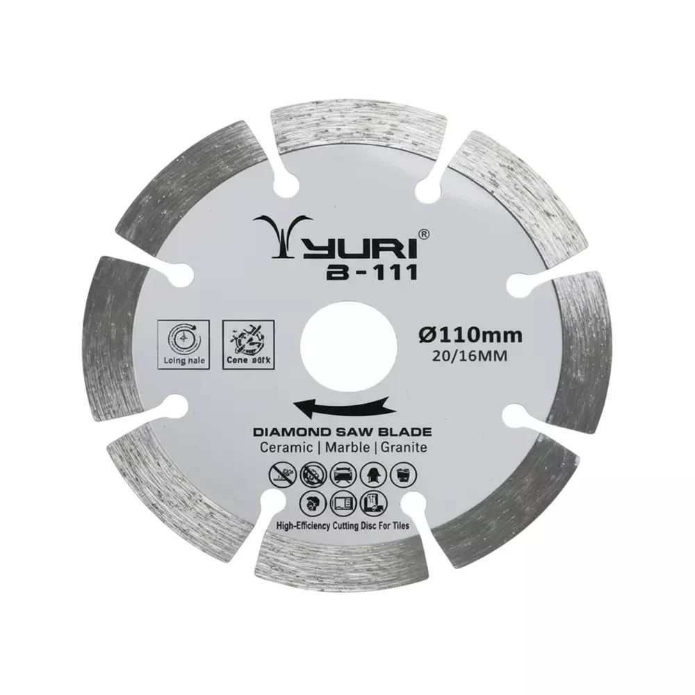 Yuri B-111 Segment Marble Cutting Blade Diameter 4 inch (110 mm) x 20 mm Bore Size for Marble and Granite (Pack of 2)