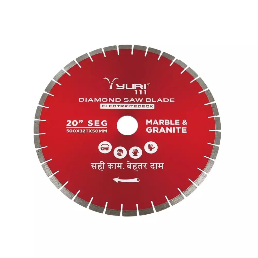 Yuri 111 Segment Marble Cutting Blade Diameter 20 inch (505 mm) x 50 mm x 32 Teeth for Concrete, Marble and Granite