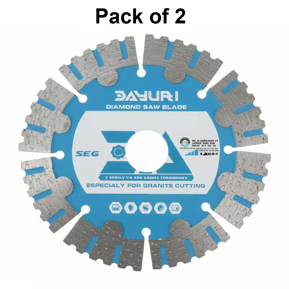 Dayuri Segment Marble Cutting Blade 4 inch (114 mm) Diameter x 15 mm Bore Size x 8 Teeth, DAG-500 (Pack of 2)