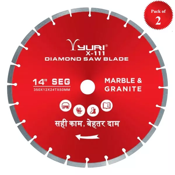 Yuri X-111 Segment Marble Cutting Blade Diameter 14 inch (355 mm) x 30 mm Bore Size x 24 Teeth (Pack of 2)