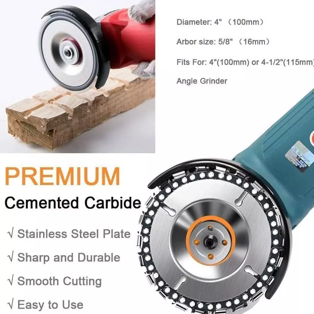 Jawsons Wood Carving Disc Stainless Steel 14000 RPM Maximum 22 Teeth for 100, 115 & 125 mm Angle Grinders, 61638