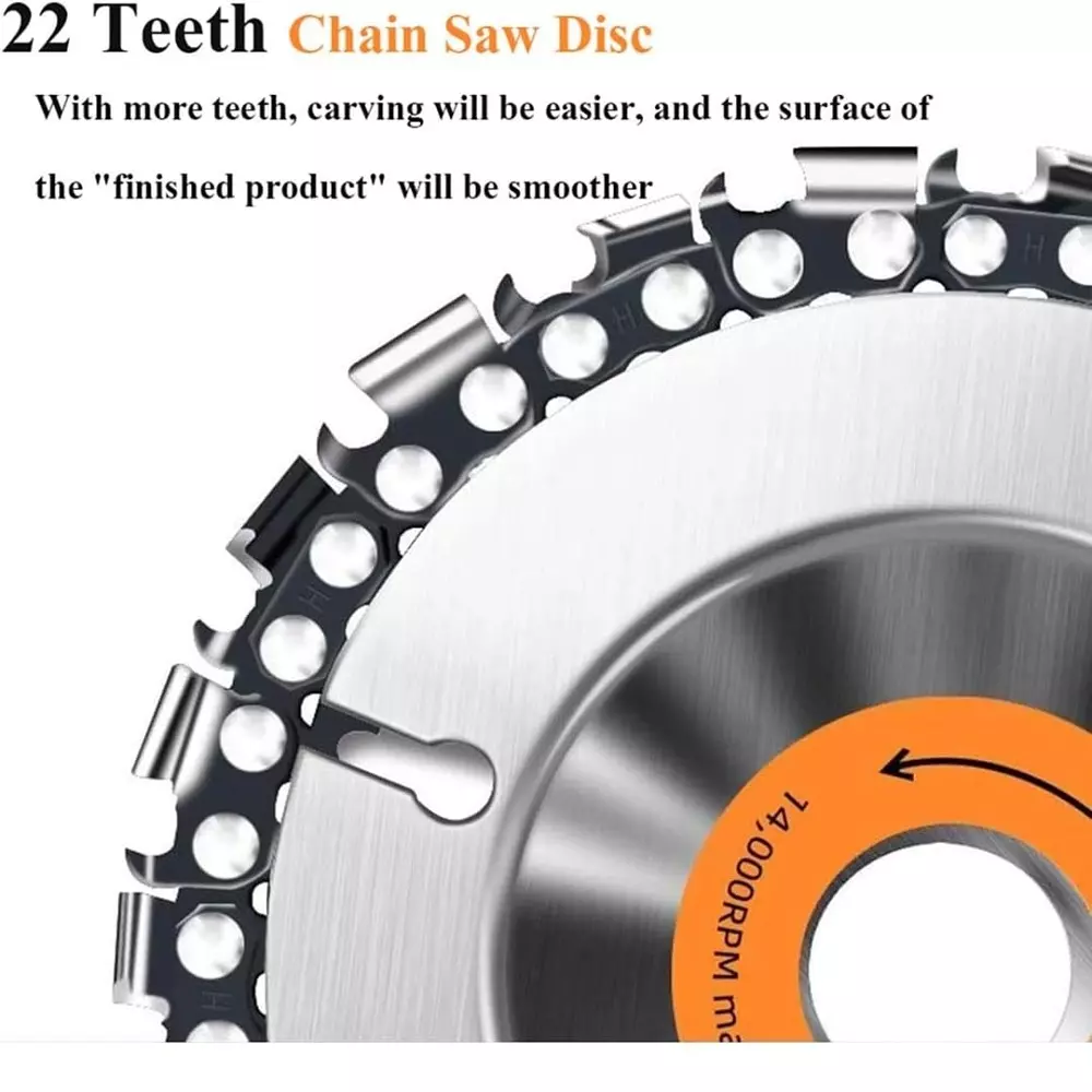 Jawsons Wood Carving Disc Stainless Steel 14000 RPM Maximum 22 Teeth for 100, 115 & 125 mm Angle Grinders, 61638