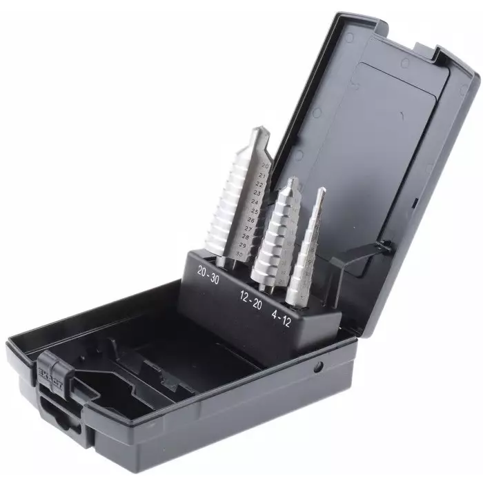 EXACT 3-Piece Step Drill Bit Set for Metal 30 mm Max 4 mm Min HSS Bits, 5331