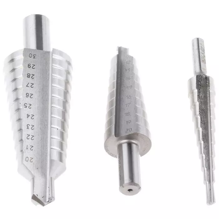 EXACT 3-Piece Step Drill Bit Set for Metal 30 mm Max 4 mm Min HSS Bits, 5331