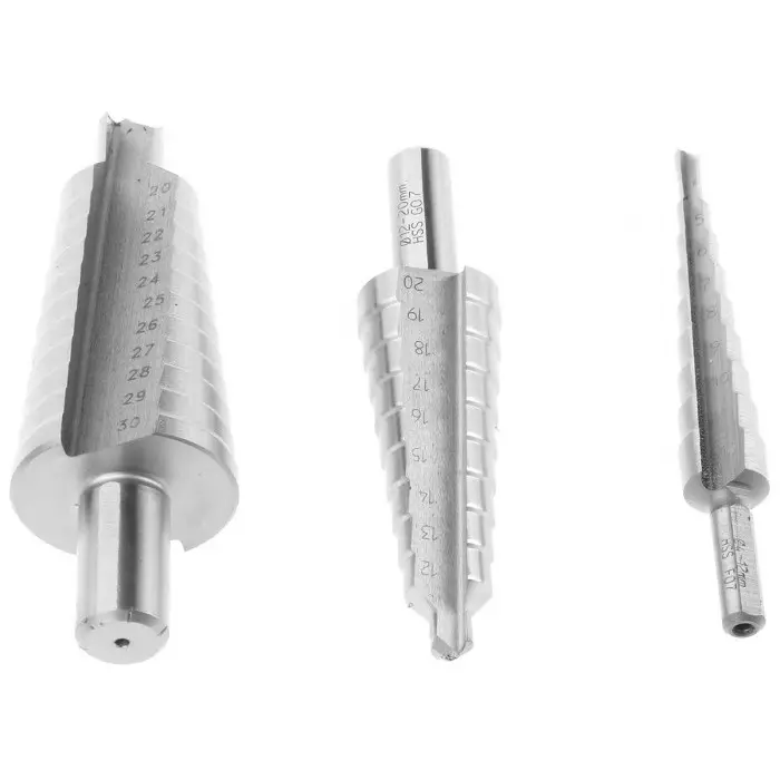 EXACT 3-Piece Step Drill Bit Set for Metal 30 mm Max 4 mm Min HSS Bits, 5331