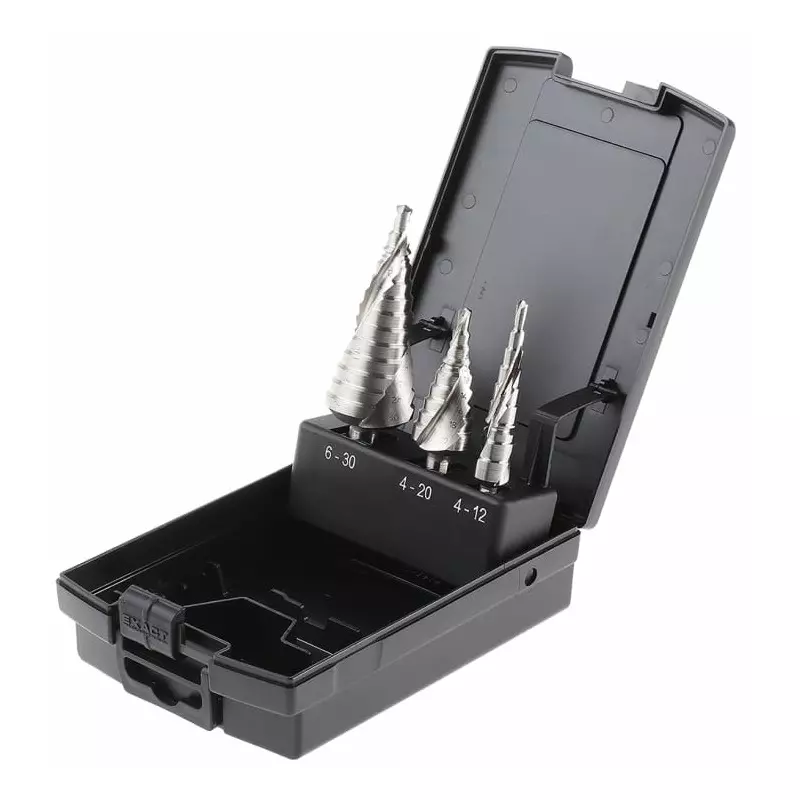EXACT 3-Piece Step Drill Bit Set for Metal 30 mm Max 4 mm Min HSS Bits, 7004