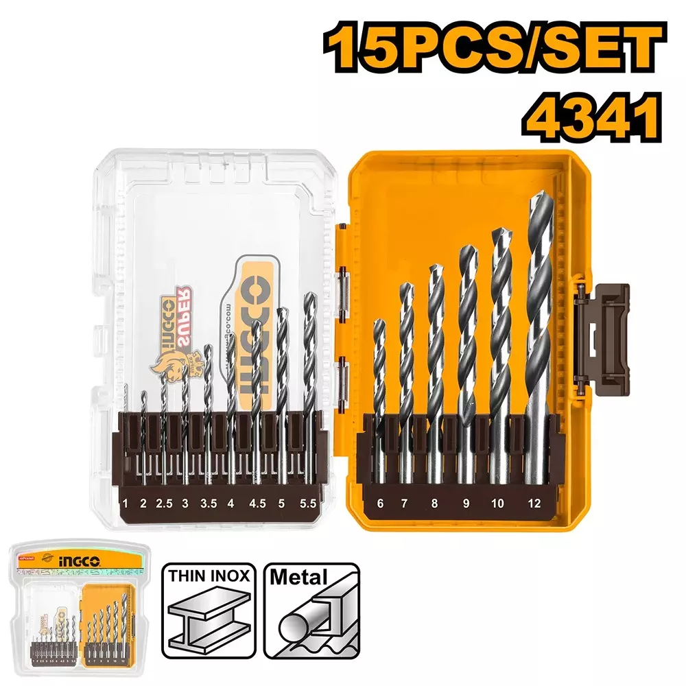 Ingco 15 Pcs HSS Drill Bit Set in Double Blister Packing, AKDL51506