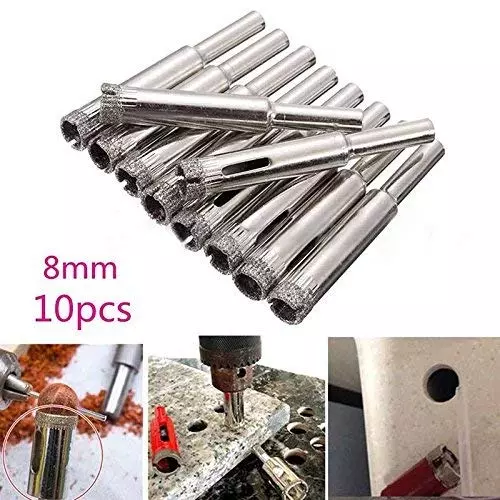 Generic Diamond Holesaw 8mm Drill Bits Sets for Glass Tile Ceramic Marble Porcelain (Pack of 10 Pcs)