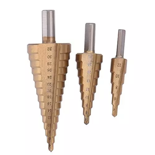 Generic Step Drill Bit Tool Set Titanium HSS Steel 4-12 mm/20 mm/32 mm (Pack of 3 Pcs)