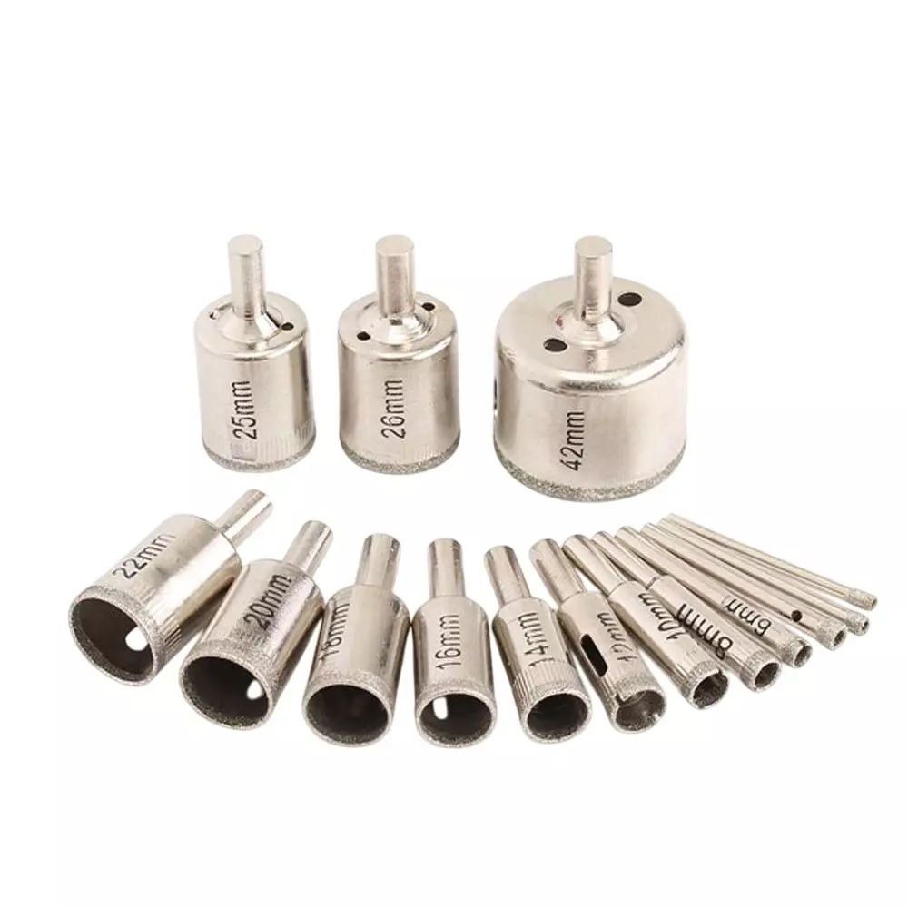 Metrotools Diamond Hole Saw Drill Bit Set 4-42 mm Steel (Pack of 15)