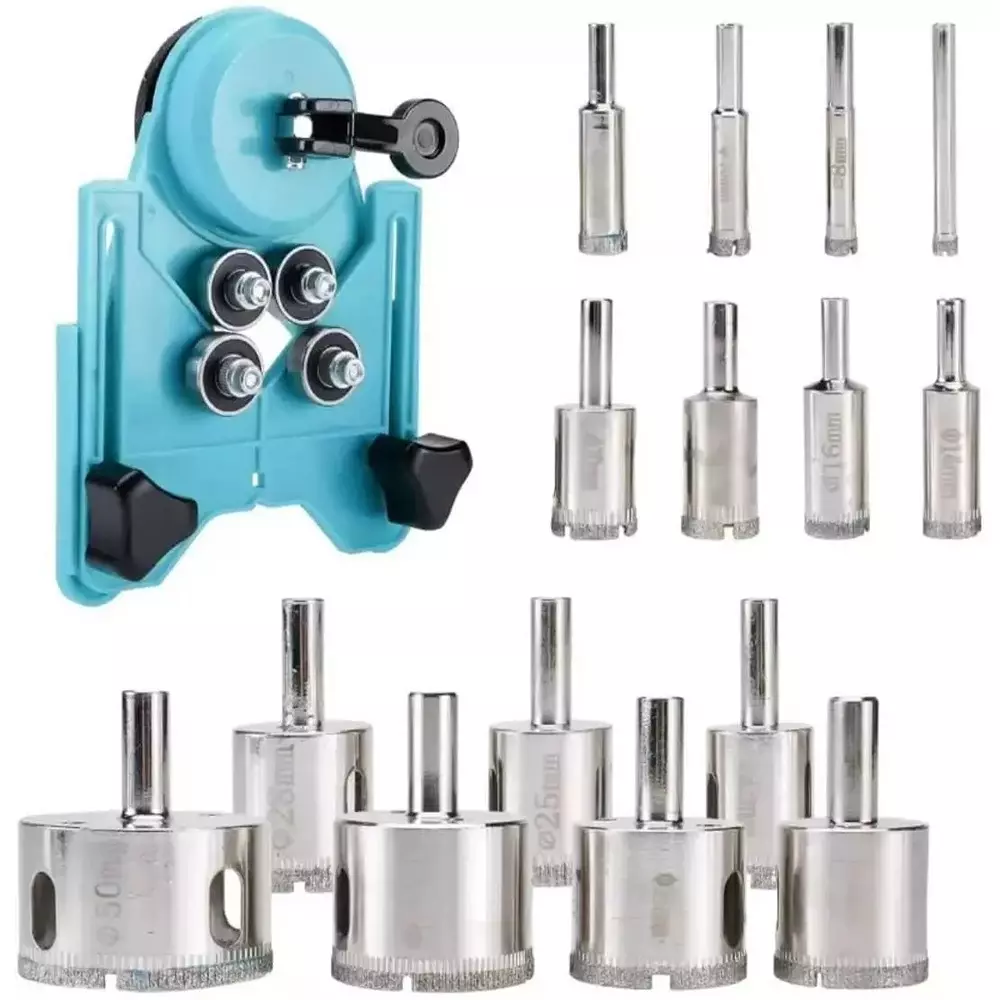 NIKTION Diamond Drill Bit With Hole Saw Guide Jig Fixture 6-50 mm Stainless Steel Sliver (Pack of 15)