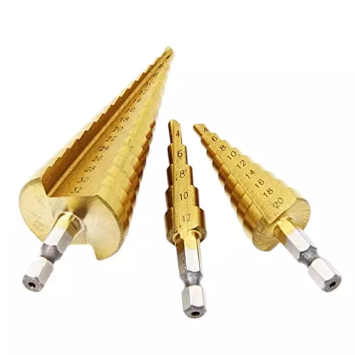 Generic Spiral Grooved Step Cone Drill Drills Bit (Pack of 3 Pcs)