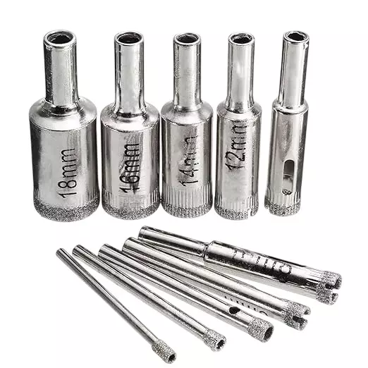 GENERIC 10 Pcs Diamond Drill Bit Set 3-18 mm Core Hole Saw for Tile Glass Marble