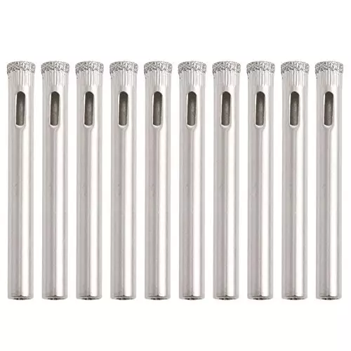 Generic Diamond Coated Core Drill Bits Hole Saw Glass Tile Ceramic Marble 6 mm (Pack of 10 Pcs)