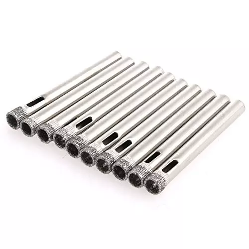 Generic Diamond Coated Core Drill Bits Hole Saw Glass Tile Ceramic Marble 6 mm (Pack of 10 Pcs)