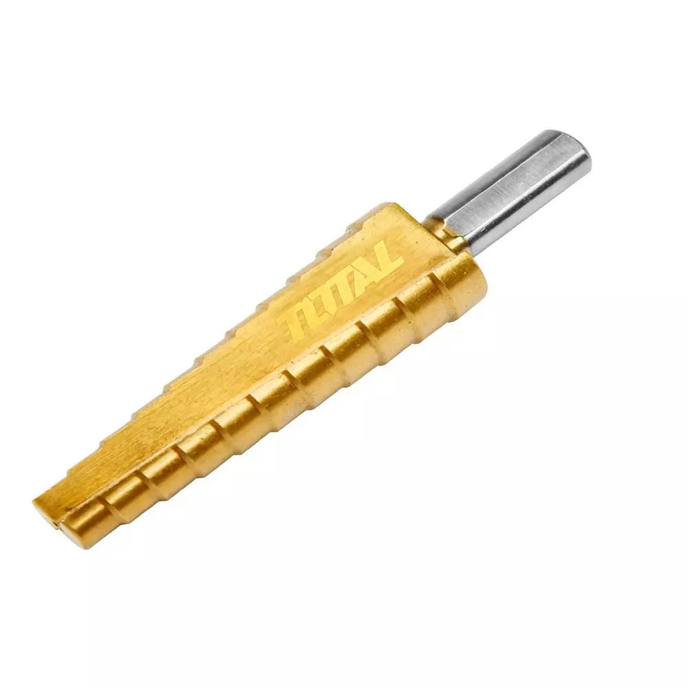Total Step Drill Bit Round Shank 10-20 mm Size HSS 4341 Titanium Finish, TAC7510201