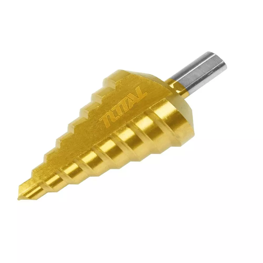 Total Step Drill Bit Round Shank 10-45 mm Size HSS 4341 Titanium Finish, TAC75104501