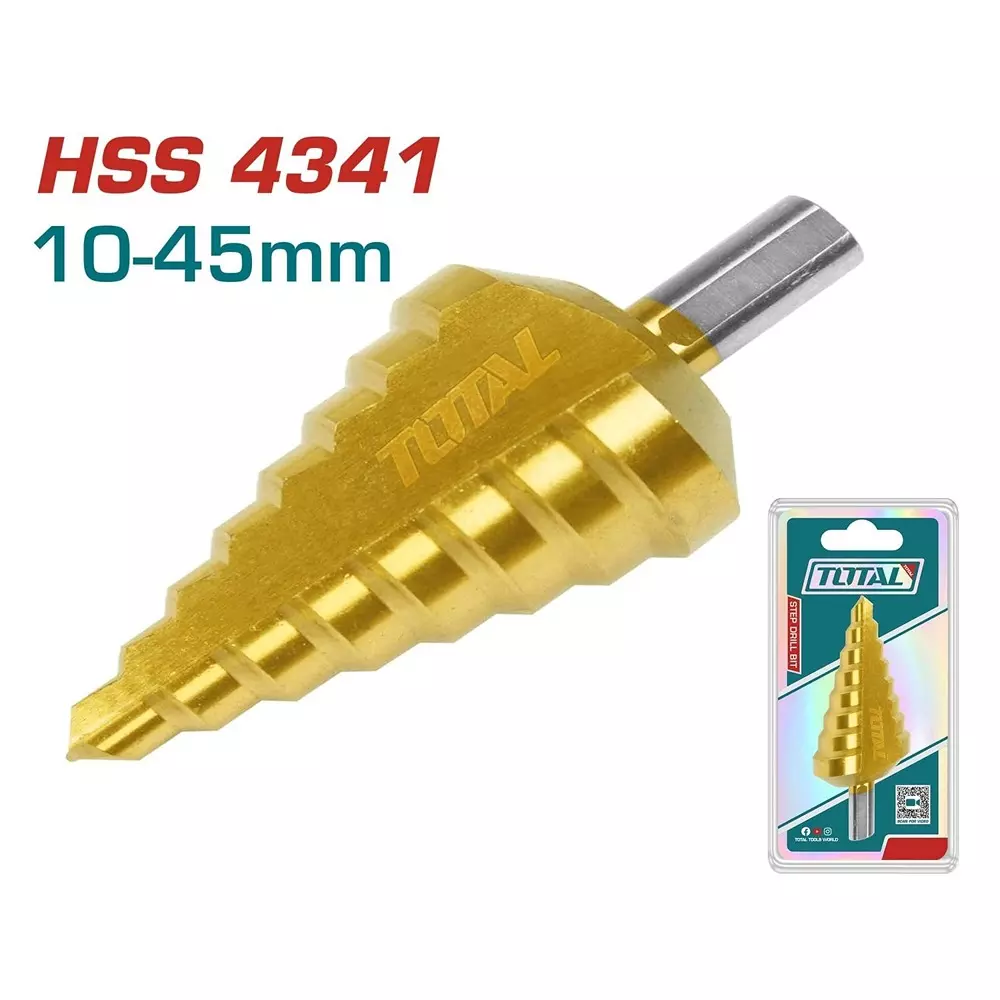 total-step-drill-bit-round-shank-10-45-mm-size-hss-4341-titanium-finish-tac75104501