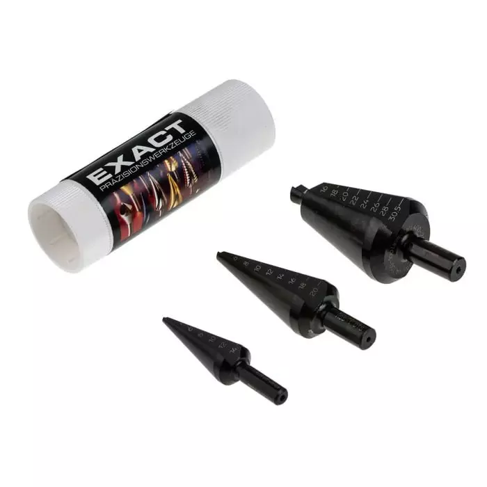 EXACT 3-Piece Step Drill Bit Set for Metal 30.5 mm Max 3 mm Min HSS Bits, 5209