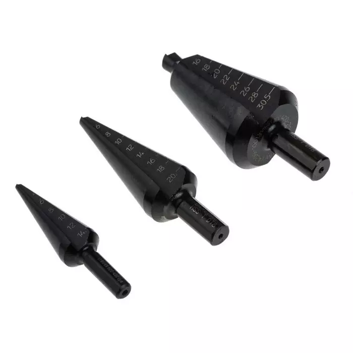 EXACT 3-Piece Step Drill Bit Set for Metal 30.5 mm Max 3 mm Min HSS Bits, 5209
