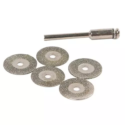 Generic Emery Diamond Cutting Blades Drill Bit+1 Mandrel for Dremel Set 22 mm (Pack of 5 Pcs)