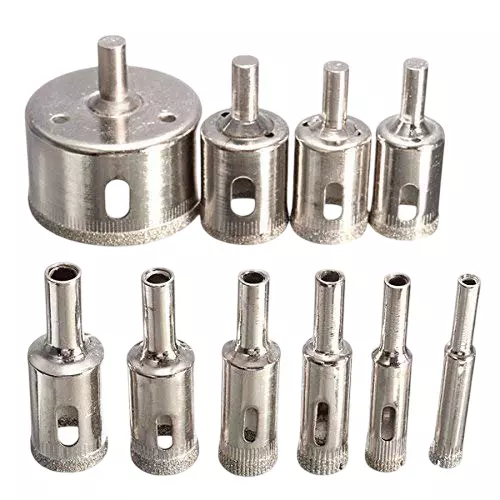 Generic Diamond Drill Bits Set Tool Hole Saw Cutter For Glass Marble Granite 8-50 mm (Pack of 10 Pcs)