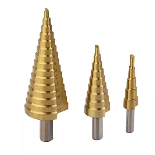 Generic 3X HSS Drill Bit Steel Large Step Cone Hole Cutter Titanium Set 4-12/20/32 mm (Pack of 4 Pcs)