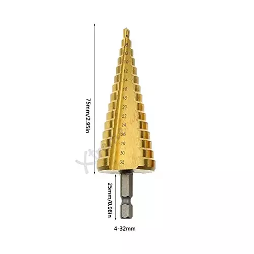Generic 3X HSS Drill Bit Steel Large Step Cone Hole Cutter Titanium Set 4-12/20/32 mm (Pack of 4 Pcs)