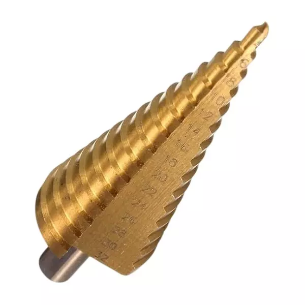 GENERIC 4 - 32 mm Step Drill Bit Titanium Coated HSS Straight Shank Spiral Flute for Metal, Wood, Plastic, ‎04-32mm Drill set