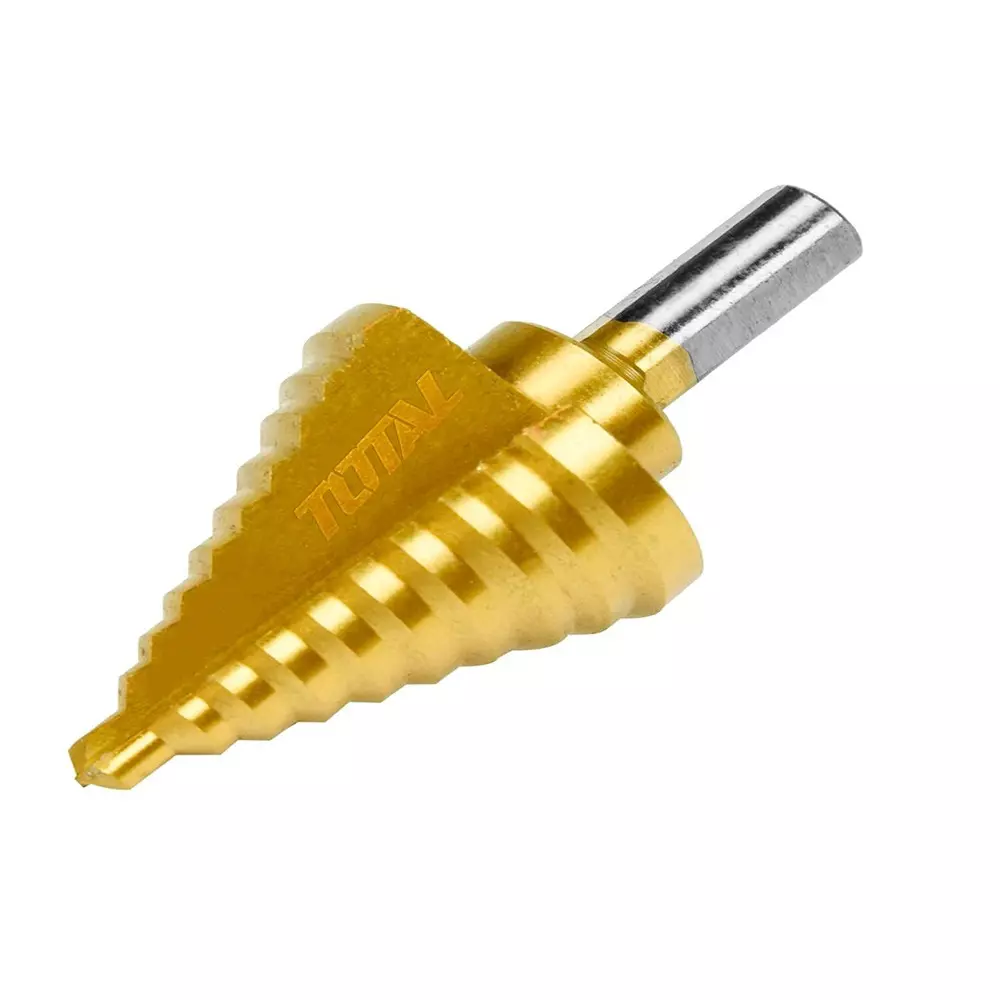 Total Step Drill Bit Round Shank 6-35 mm Size HSS 4341 Titanium Finish, TAC7563501