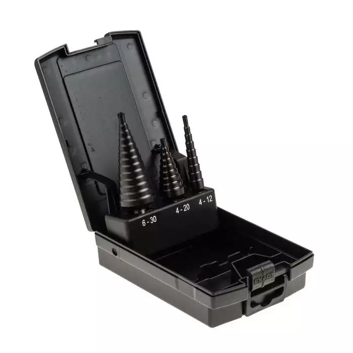 EXACT 3-Piece Step Drill Bit Set for Metal 30 mm Max 4 mm Min HSS Bits, 50071
